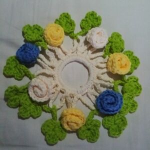 Floral Crochet Hair Scrunchie - Multicolor